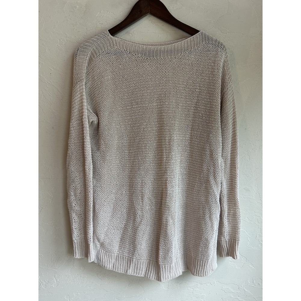 Polo Ralph Lauren 100% Linen Knit Long Sleeve Pullover Oversized Sweater M Beige